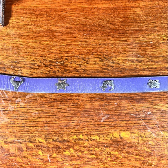 Leegin Purple Leather Metal Embellishment Belt Silver Creek Western Southwest - Picture 12 of 13